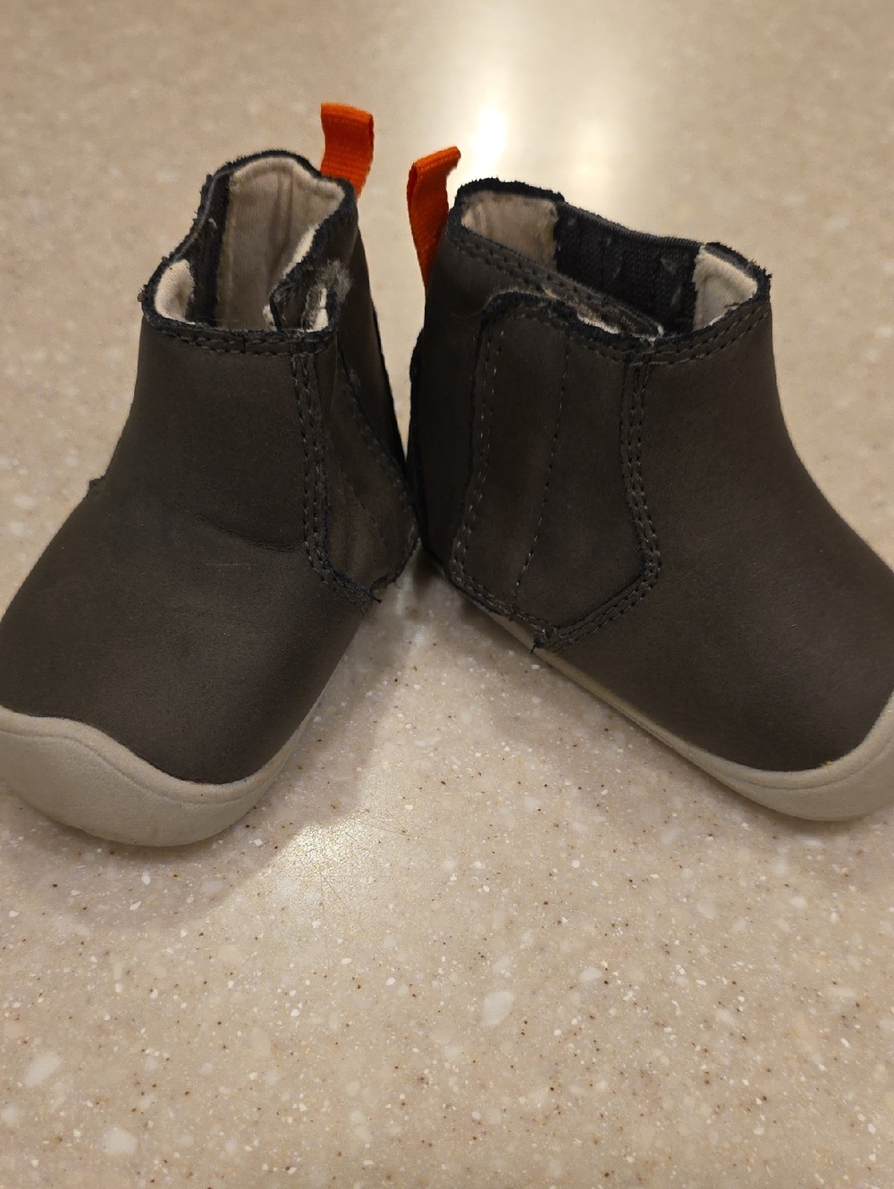 Carter's Dark Gray Toddler Chelsea Boots with Orange Pull Tabs